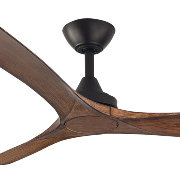 Three Sixty Spitfire DC Ceiling Fan - Black with Koa Blades 52"