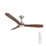 Three Sixty Spitfire DC Ceiling Fan with LED Light - Brushed Nickel with Koa Blades 52"