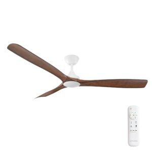 Three Sixty Spitfire DC Ceiling Fan with LED Light - White with Koa Blades 60" - Image 1