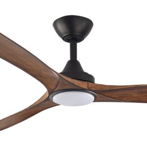 Three Sixty Spitfire DC Ceiling Fan with LED Light - Black with Koa Blades 60" - Image 2