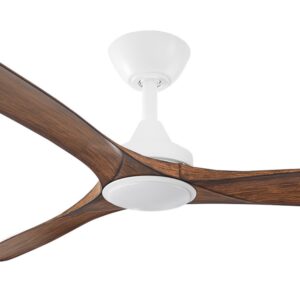 Three Sixty Spitfire DC Ceiling Fan with LED Light - White with Koa Blades 60" - Image 2