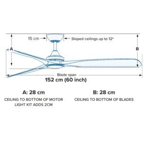 Three Sixty Spitfire DC Ceiling Fan with LED Light - White 60" - Image 4