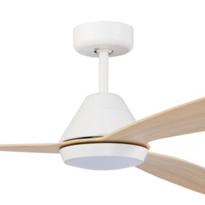 Claro Dreamer DC Ceiling Fan with LED Light - White with Light Timber Style Blades 52" - Image 2