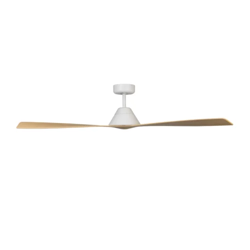 Claro Dreamer DC Ceiling Fan - White with Light Timber Style Blades 52" - side view