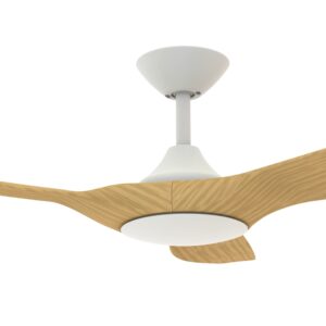 Domus Strike DC Ceiling Fan in White with Oak 48" Motor