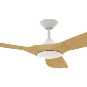 Domus Strike DC Ceiling Fan in White with Oak 60" Motor