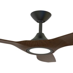 Domus Strike DC Ceiling Fan with LED Light in Black with Walnut 48" Motor