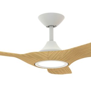 Domus Strike DC Ceiling Fan with LED Light in White with Oak 48" Motor