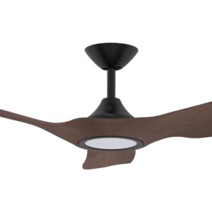 Domus Strike DC Ceiling Fan with LED Light in Black with Walnut 60" Motor