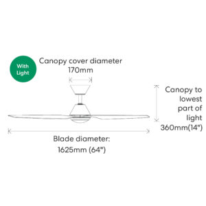 Infinity-iD by Fanco 64-inch Dimensions with Light