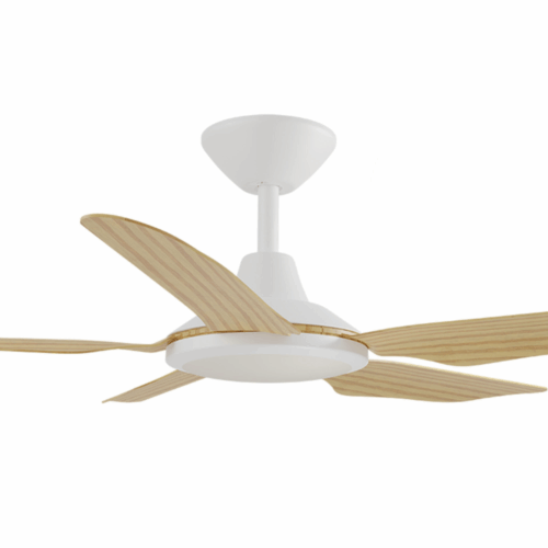 Calibo Storm DC 42-inch Ceiling Fan with LED Light White Bamboo Blades Motor