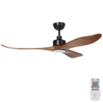 Eglo Currumbin DC Ceiling Fan with LED Light - Black with Merbau Blades 60"