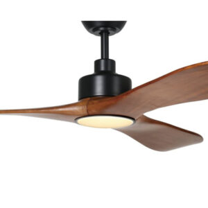 Eglo Currumbin DC Ceiling Fan with LED Light - Black with Merbau Blades 60" - Image 2