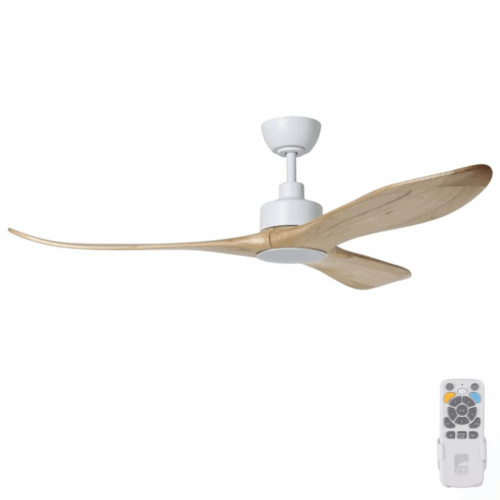 Eglo Currumbin DC Ceiling Fan with LED Light - White with Natural Blades 60"