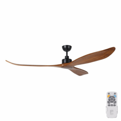 Eglo Currumbin DC Ceiling Fan - Black with Merbau Blades 80"