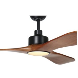 Eglo Currumbin DC Ceiling Fan with LED Light - Black with Merbau Blades 100" - Image 2