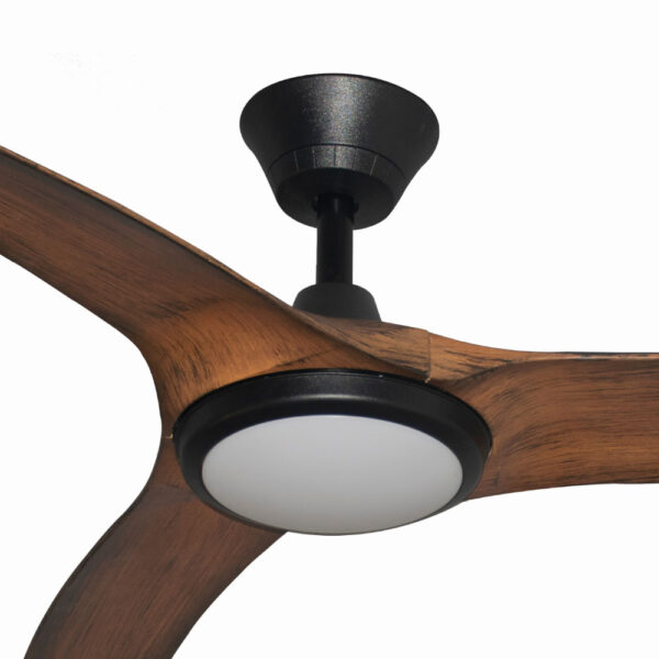 Hunter Pacific Aqua V2 IP66 DC Ceiling Fan with LED Light - Matte Black with Koa Blades 70" (Remote & Wall Control)