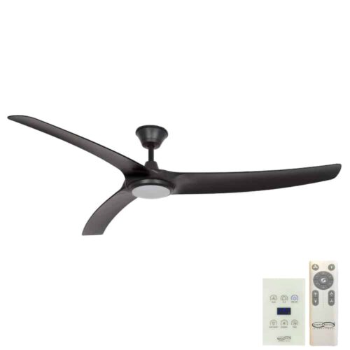Hunter Pacific Aqua V2 IP66 DC Ceiling Fan with LED Light - Matte Black 70" (Remote & Wall Control)