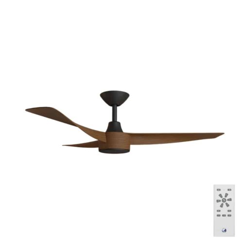 Calibo Turaco 48 inch DC Ceiling with LED Light in Black Motor with Koa Blades