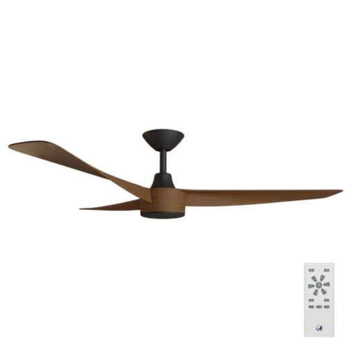 56" turaco dc ceiling fan with remote - black motor with koa blades