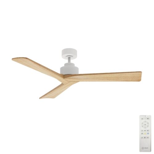 Claro Organic DC Ceiling Fan - White with Teak Blades 52"
