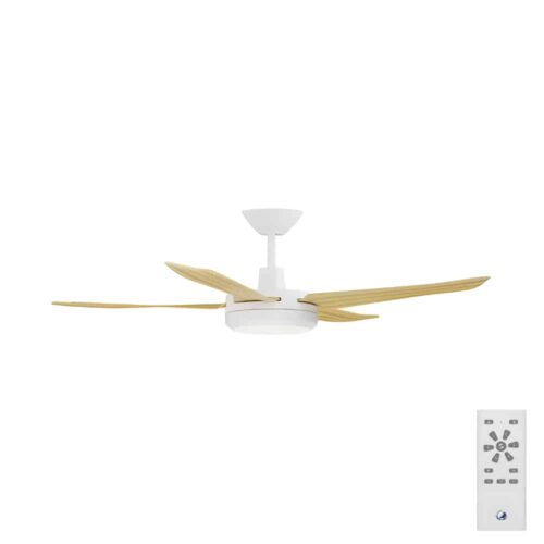 Airborne Enviro DC Ceiling Fan with LED Light in White with Bamboo Blades 52" with Remote