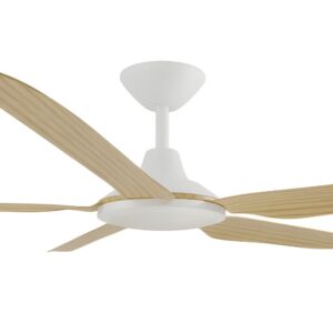 Calibo Storm DC Ceiling Fan with LED Light - White with Bamboo Blades 56" - Image 2