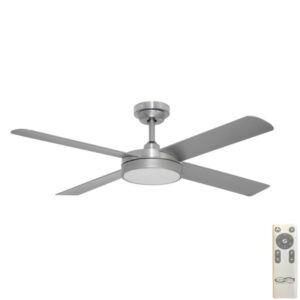 Hunter Pacific Pinnacle V2 DC Ceiling Fan with LED Light & Remote Control - Brushed Aluminium with Silver Blades 52"