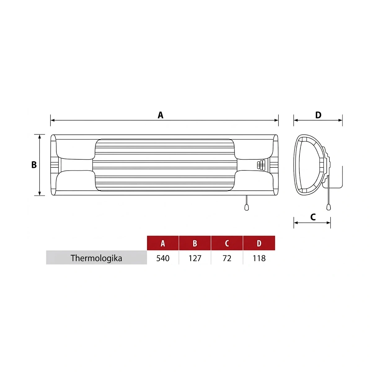 Vortice Thermologika Infrared Strip Heater - 1800w - Image 5