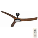 Aqua V2 IP66 Rated DC Ceiling Fan with CCT LED Light - Black and Koa 52"