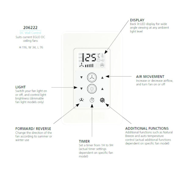 Eglo Wall Controller DC - Suits All Eglo DC Fans