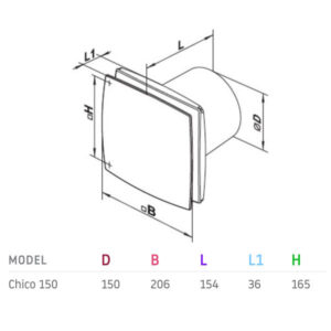 Chico Exhaust Fan 150mm White with Humidity Sensor and Timer - Image 2