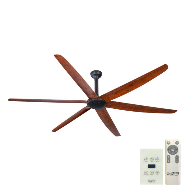 The Big Fan V2 DC Ceiling Fan - Matte Black and Natural Oak 106" (Remote and Wall Control)