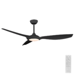 Claro Glider DC Ceiling Fan with LED Light - Black 60"