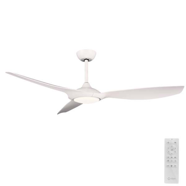 Claro Glider DC Ceiling Fan with LED Light - White 60"