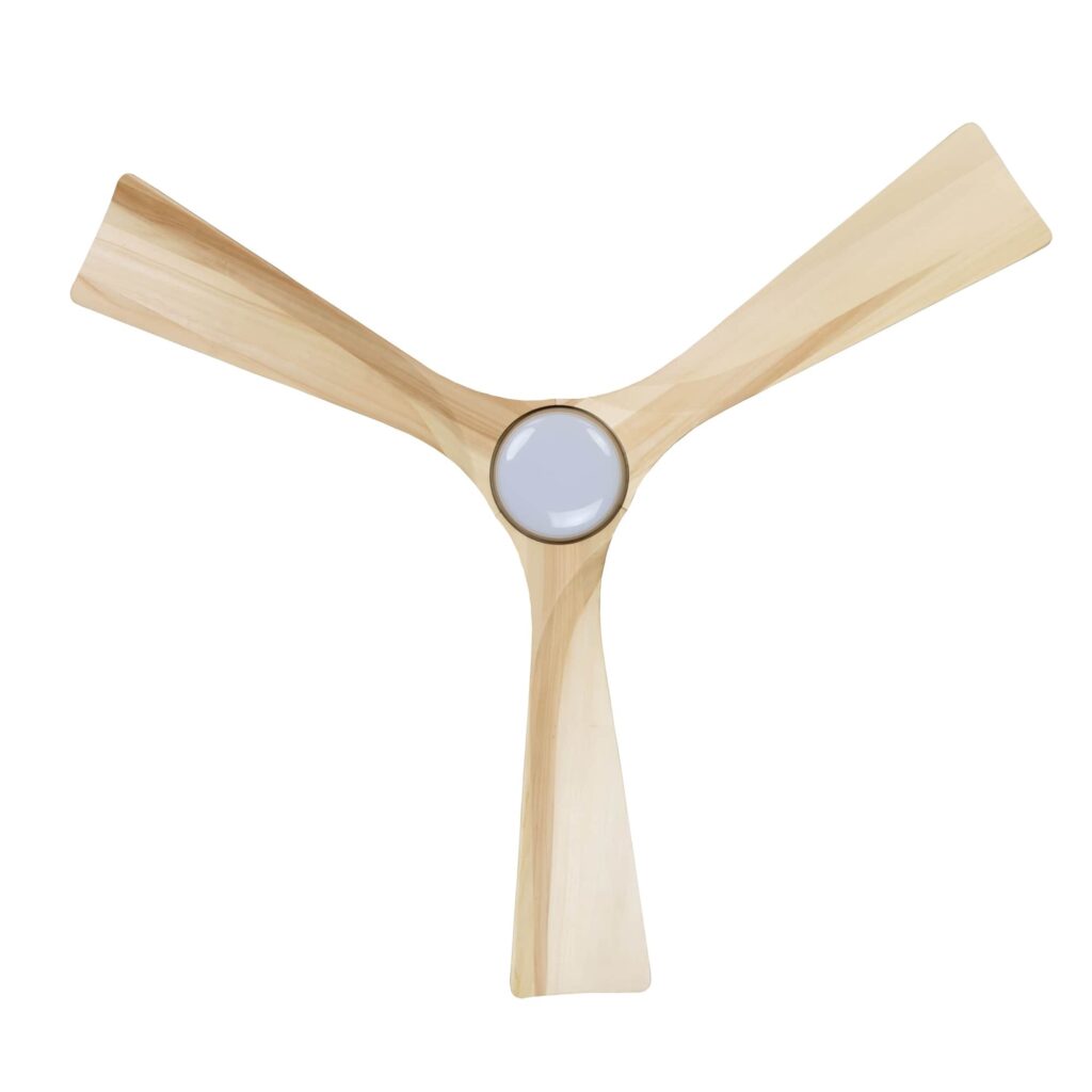 gaia 48 inch timber ceiling fan base view with light