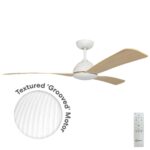 Claro Groove DC Ceiling Fan with Remote - White with Timber Style ABS Blades 52"