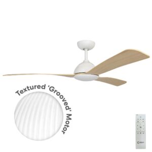 Claro Groove DC Ceiling Fan with Remote - White with Timber Style ABS Blades 52" - Image 1