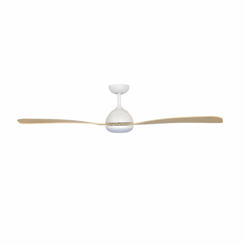 claro groove dc with light and remote - white with timber blades - side view