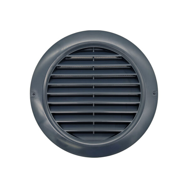 Round Fixed Louvre Wall Vent 150mm with Flyscreen - Dark Grey