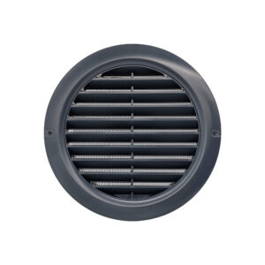 Round Fixed Louvre Wall Vent 100mm with Flyscreen - Dark Grey - Image 2