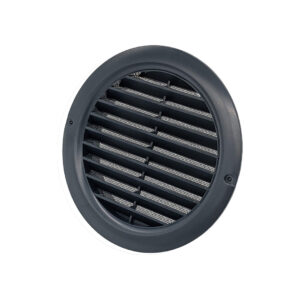 Round Fixed Louvre Wall Vent 100mm with Flyscreen - Dark Grey - Image 1