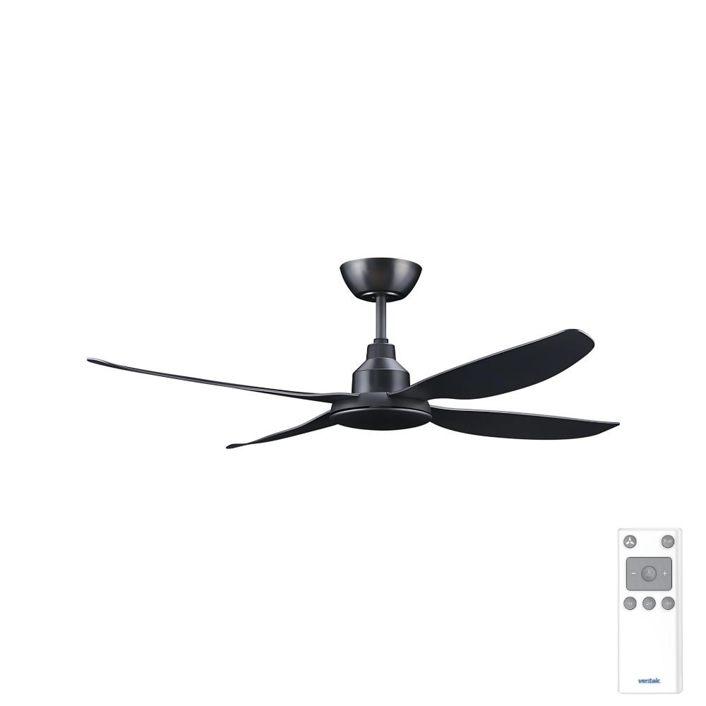 ALASKA DC – 48__1200mm 4 Blade DC Ceiling Fan – Black – Indoor_Covered Outdoor – Remote included