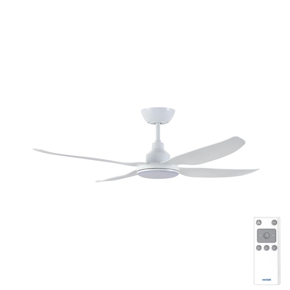 ALASKA DC – 48__1200mm 4 Blade DC Ceiling Fan with 20W Tri CCT LED Light – White – Indoor_Covered Outdoor – Remote included