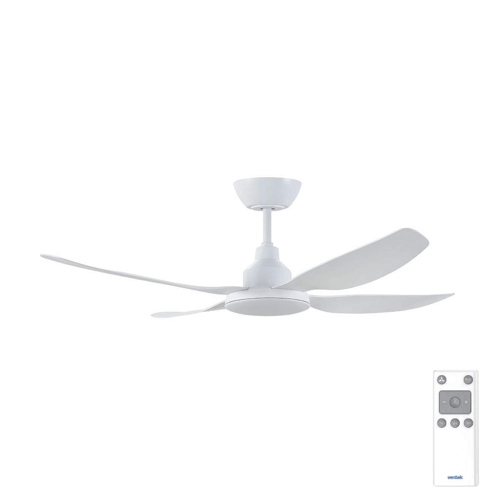 ALASKA DC – 52__1300mm 4 Blade DC Ceiling Fan with 20W Tri CCT LED Light – White – Indoor_Covered Outdoor – Remote included