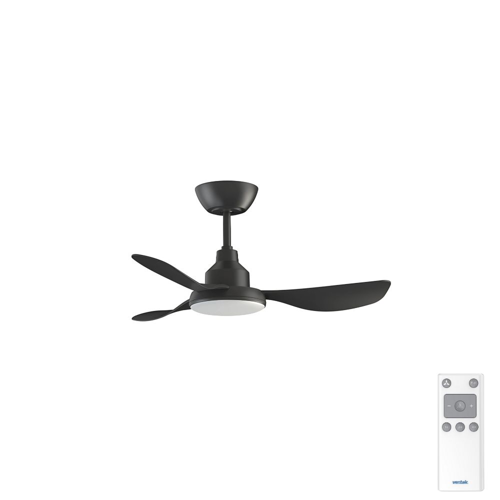 GLACIER DC – 36__900mm DC 3 Blade Ceiling Fan with 20W Tri CCT LED Light – Black – Remote Incl – Indoor_Covered Outdoor