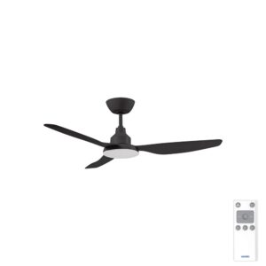 ventair glacier dc ceiling fan with led light in black 48 inch