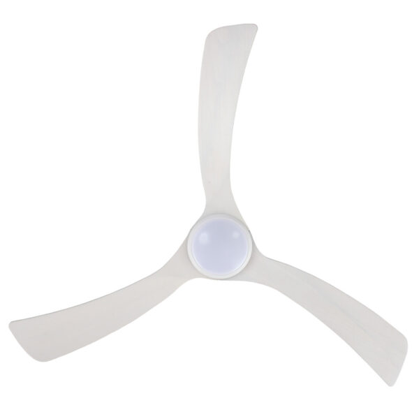 Claro Sleeper DC Ceiling Fan with CCT LED Light - White with Solid Timber Whitewash Blades 48"