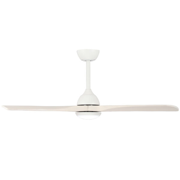 Claro Sleeper DC Ceiling Fan with CCT LED Light - White with Solid Timber Whitewash Blades 48"