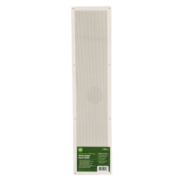 600 x 140mm Steel Eave Vents by Alpine Ventilation - White (Twin Pack)